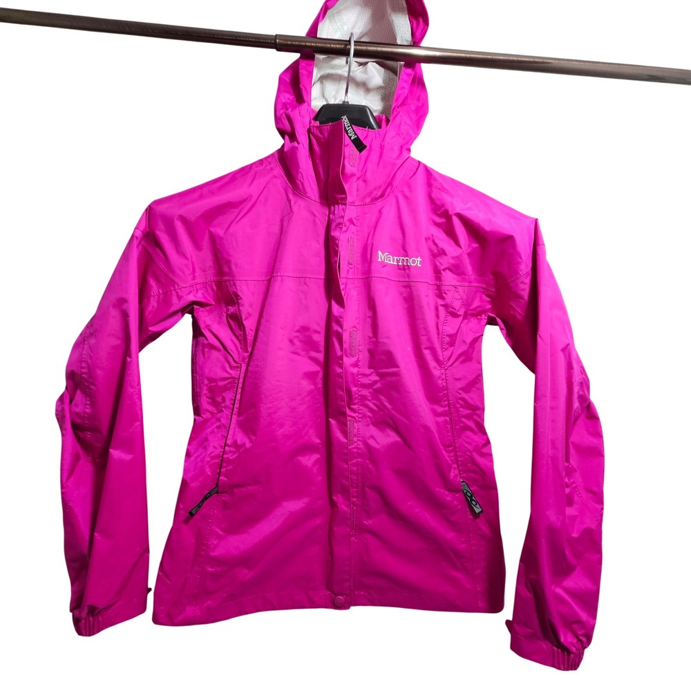 Marmot Rain Jacket Women Small Pink Hooded Z55200 Ripstop Waterproof Shell